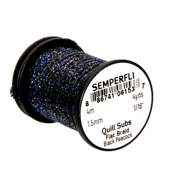Semperfli Quill Subs Flat Braid – Black Peacock