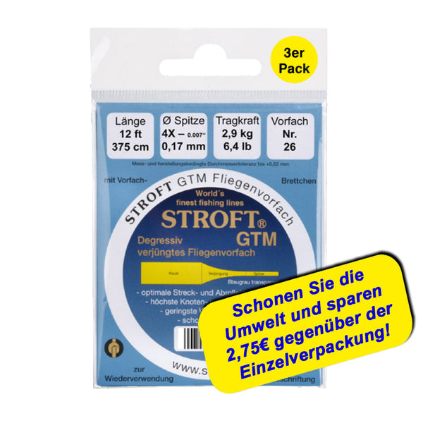 Stroft GTM Vorfach 375cm/12ft. 3er Pack